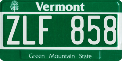 VT license plate ZLF858