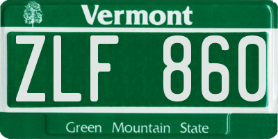 VT license plate ZLF860