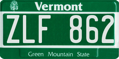 VT license plate ZLF862
