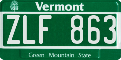 VT license plate ZLF863