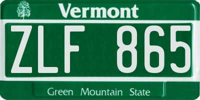 VT license plate ZLF865