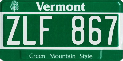 VT license plate ZLF867