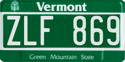 VT license plate ZLF869