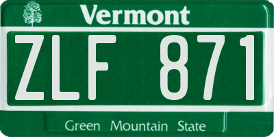 VT license plate ZLF871