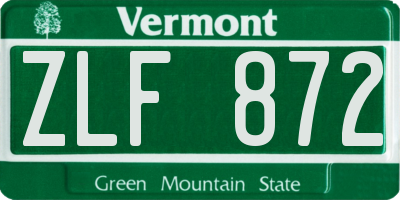 VT license plate ZLF872