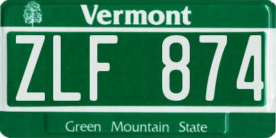 VT license plate ZLF874