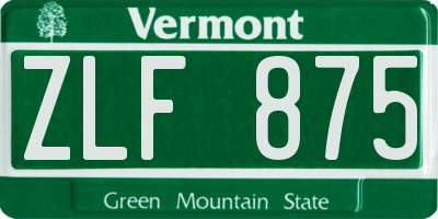 VT license plate ZLF875