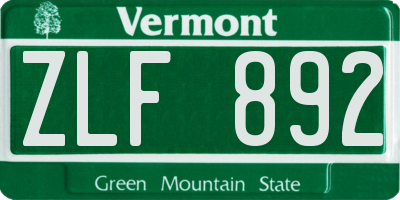 VT license plate ZLF892