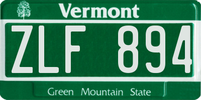 VT license plate ZLF894