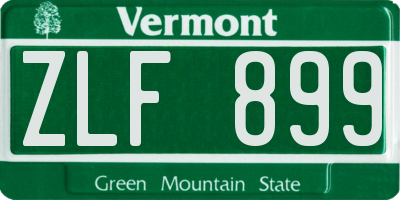 VT license plate ZLF899