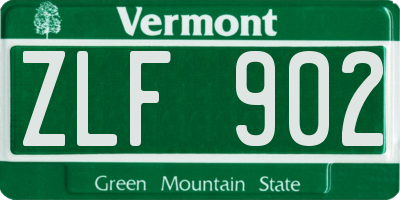 VT license plate ZLF902