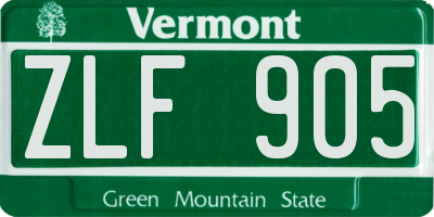 VT license plate ZLF905