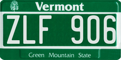 VT license plate ZLF906