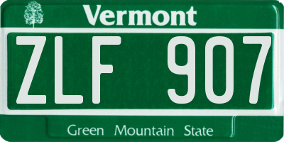VT license plate ZLF907