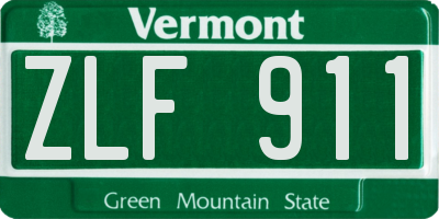 VT license plate ZLF911