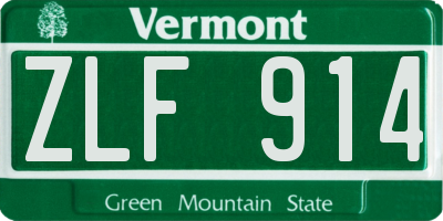VT license plate ZLF914