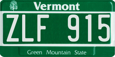 VT license plate ZLF915