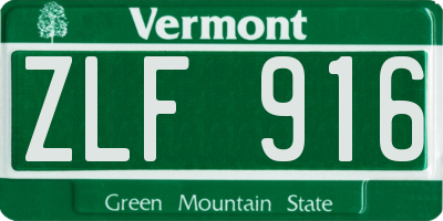VT license plate ZLF916