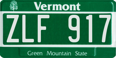 VT license plate ZLF917