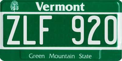 VT license plate ZLF920