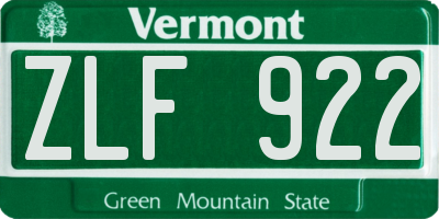 VT license plate ZLF922