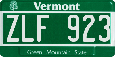 VT license plate ZLF923