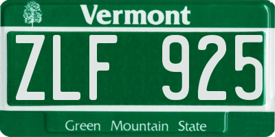 VT license plate ZLF925