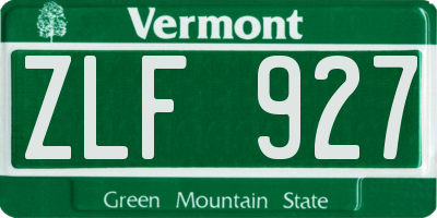 VT license plate ZLF927