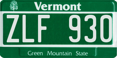 VT license plate ZLF930