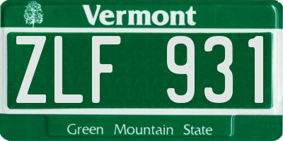 VT license plate ZLF931