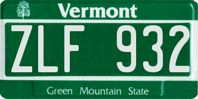 VT license plate ZLF932