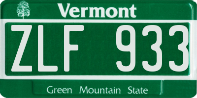 VT license plate ZLF933