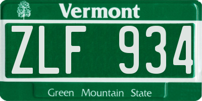 VT license plate ZLF934