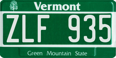 VT license plate ZLF935