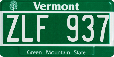 VT license plate ZLF937