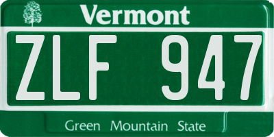 VT license plate ZLF947