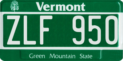 VT license plate ZLF950