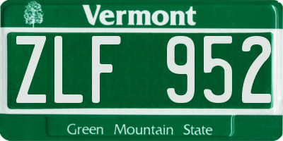 VT license plate ZLF952
