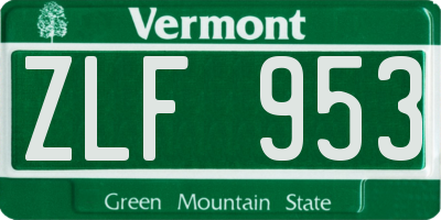 VT license plate ZLF953