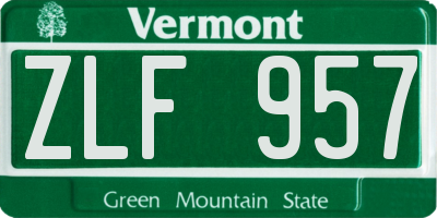 VT license plate ZLF957