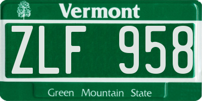 VT license plate ZLF958