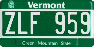 VT license plate ZLF959