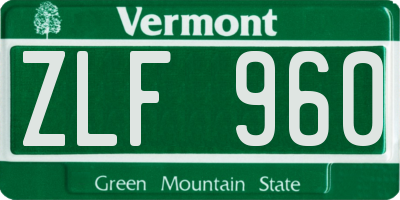 VT license plate ZLF960