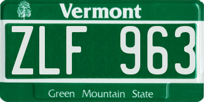VT license plate ZLF963