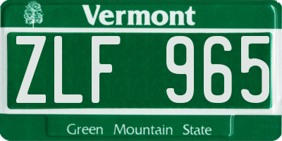 VT license plate ZLF965