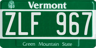 VT license plate ZLF967