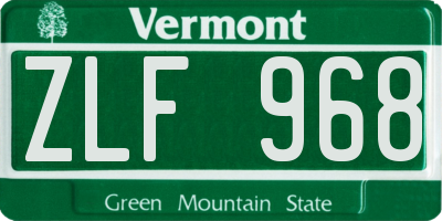 VT license plate ZLF968