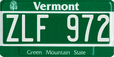 VT license plate ZLF972