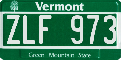 VT license plate ZLF973