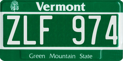VT license plate ZLF974